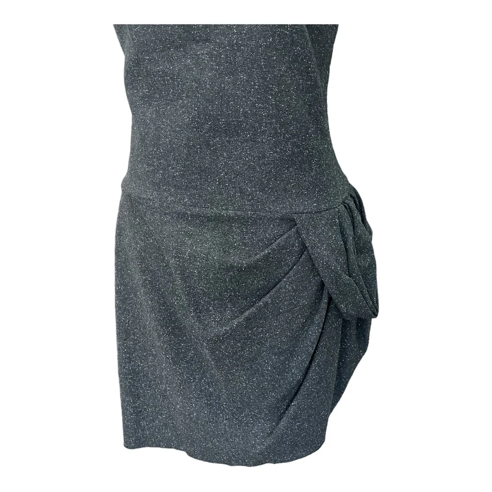 2b. Rych Womens Dress Tulip Sheath Black Tweed Wool Strapless Ruched Mini 10 - Picture 6 of 13